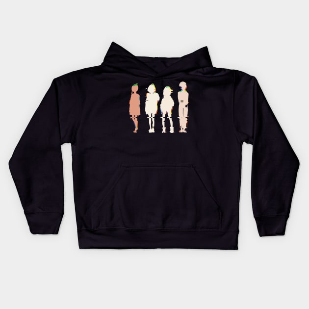 WEP4 Wonder Egg Priority anime main characters Neiru aonuma, Ai ooto, Rika kawai, Momoe sawaki Brown, blue, blonde, red hair girls Cool GLITCH SILHOUETTE x Animangapoi august 2023 Kids Hoodie by Animangapoi